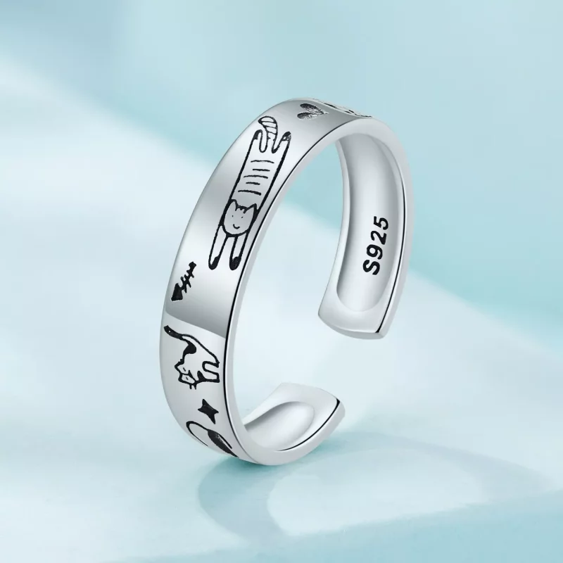 (afbeelding voor) Pandora-stijl Kattendoodle Ring - SCR951-E - Bekijken 2