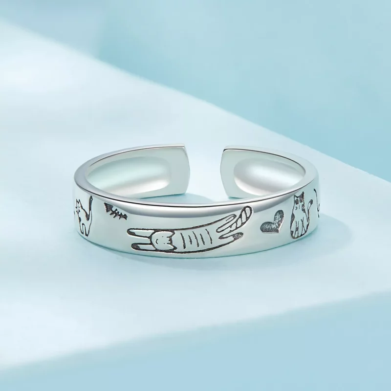 (afbeelding voor) Pandora-stijl Kattendoodle Ring - SCR951-E - Bekijken 3