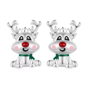 Pandora Stijl Kerst Rendier Oorbellen - BSE920 (afbeelding voor) Pandora Stijl Kerst Rendier Oorbellen - BSE920