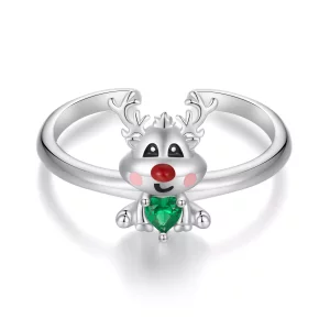 Pandora Stijl Kerstrendier Open Ring - BSR493-E (afbeelding voor) Pandora Stijl Kerstrendier Open Ring - BSR493-E