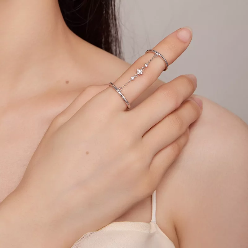 (afbeelding voor) Pandora Stijl Ketting Dubbele Ring Open Ring - BSR405 - Bekijken 5