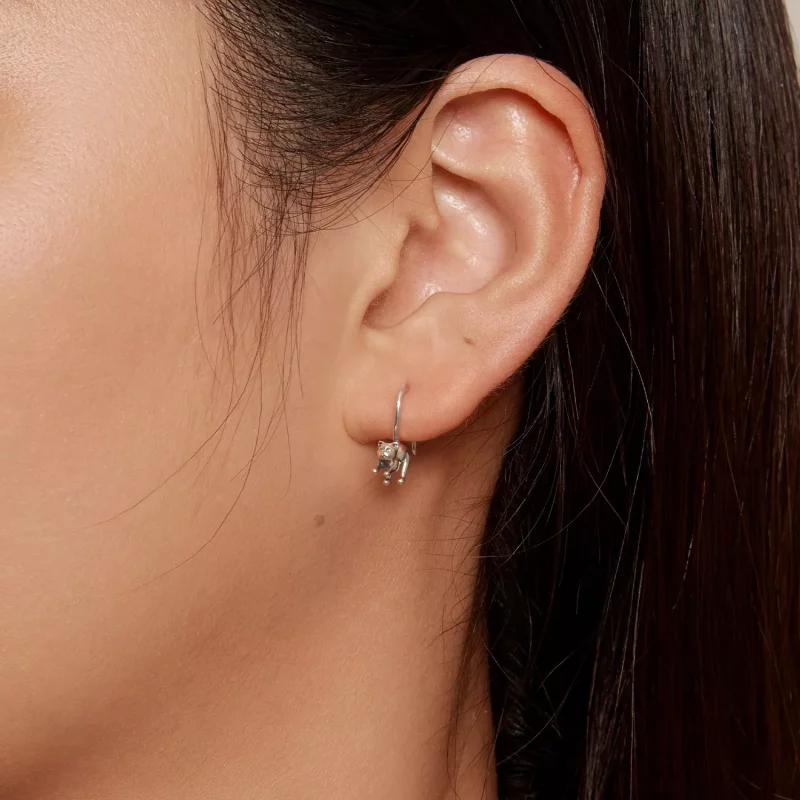(afbeelding voor) Pandora Stijl Kitten Oorbellen Stud Oorbellen - SCE1618 - Bekijken 8