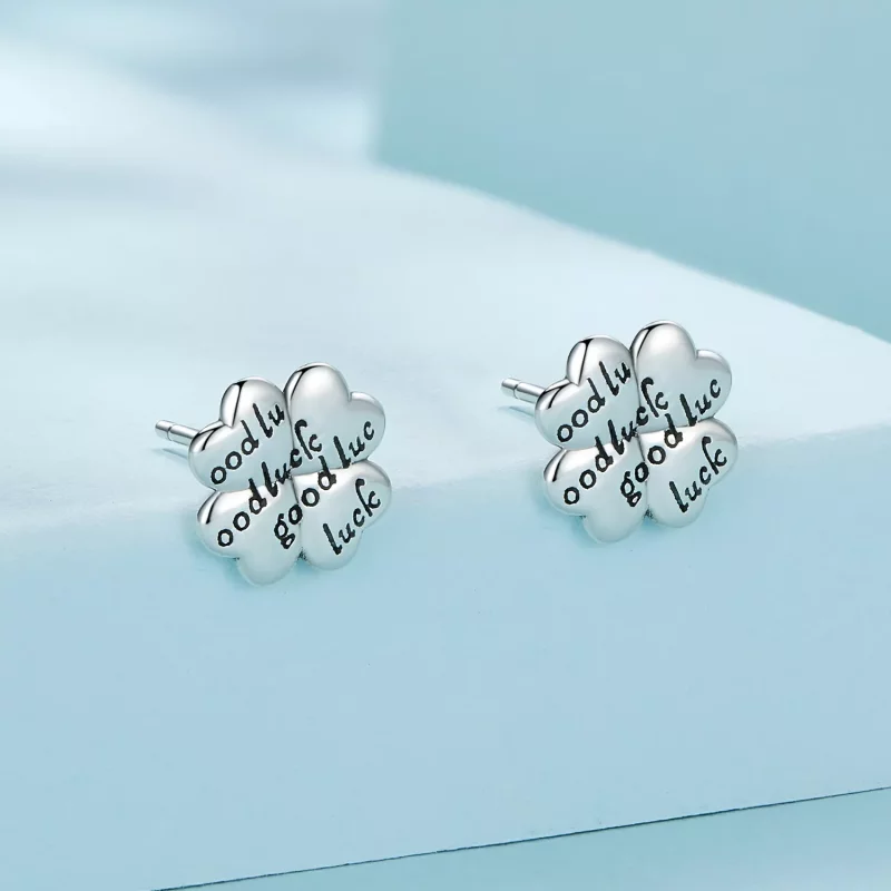 (afbeelding voor) Pandora-stijl Klavertje Vier Studs Oorbellen - SCE1635 - Bekijken 2