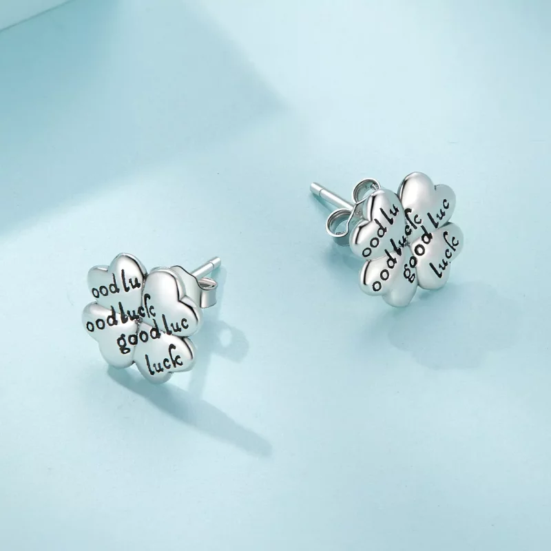 (afbeelding voor) Pandora-stijl Klavertje Vier Studs Oorbellen - SCE1635 - Bekijken 3