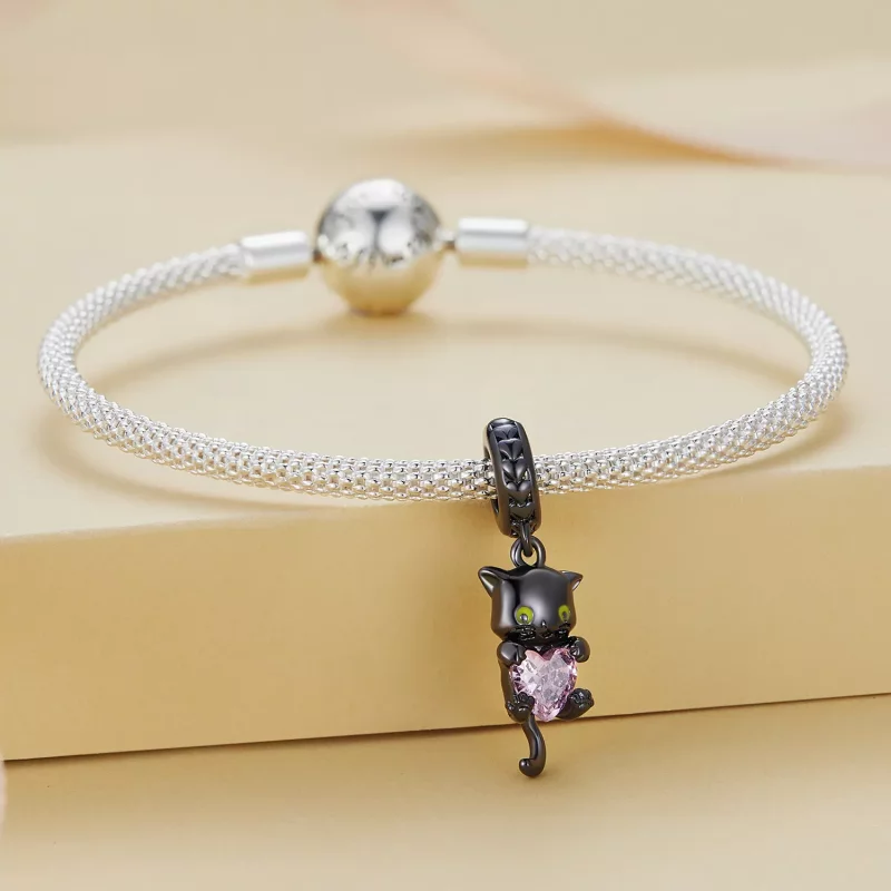(afbeelding voor) Pandora-stijl Kleine Zwarte Kat Hanger - BSC800 - Bekijken 2