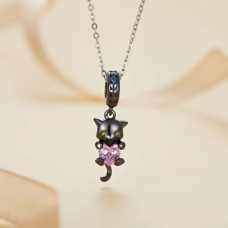 (afbeelding voor) Pandora-stijl Kleine Zwarte Kat Hanger - BSC800 - Bekijken 3