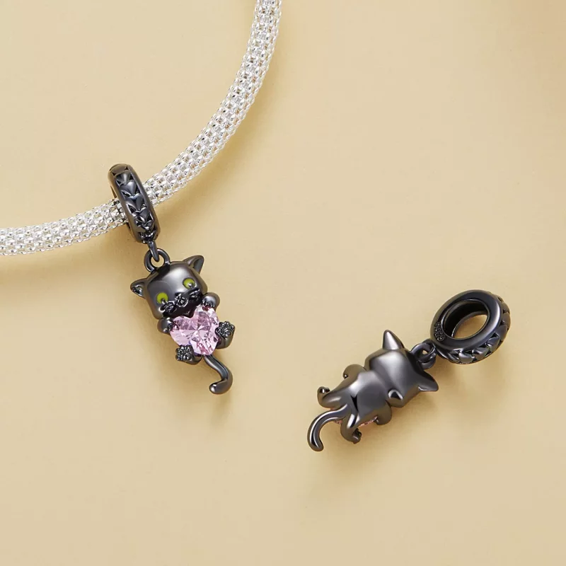 (afbeelding voor) Pandora-stijl Kleine Zwarte Kat Hanger - BSC800 - Bekijken 4
