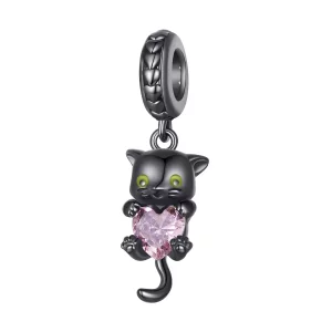 Pandora-stijl Kleine Zwarte Kat Hanger - BSC800 (afbeelding voor) Pandora-stijl Kleine Zwarte Kat Hanger - BSC800