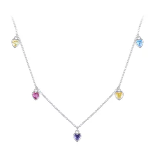 Pandora Stijl Kleurrijke Hart Halsketting - BSN320 (afbeelding voor) Pandora Stijl Kleurrijke Hart Halsketting - BSN320