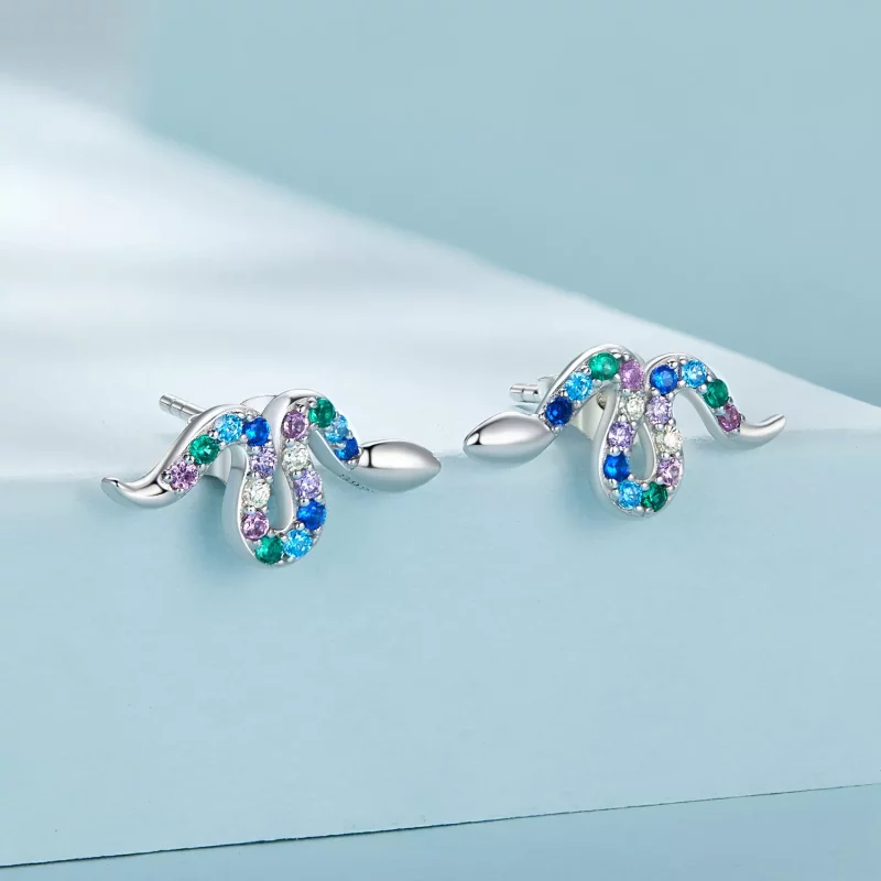(afbeelding voor) Pandora-stijl Kleurrijke Slange Studs Oorbellen - SCE1633 - Bekijken 2