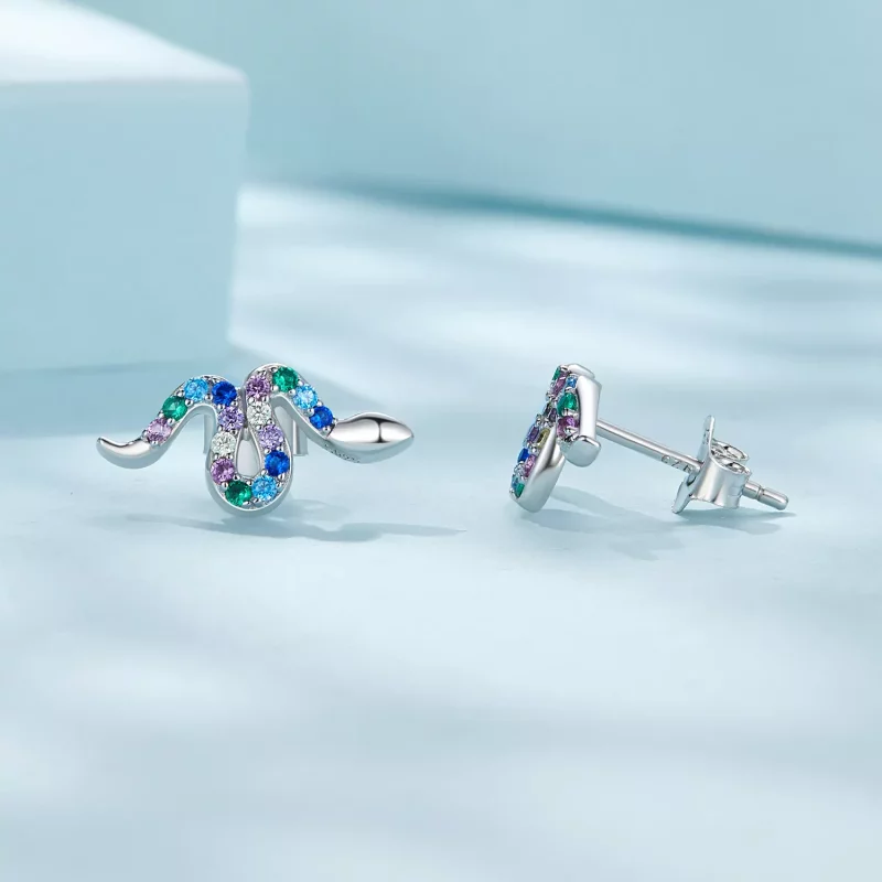 (afbeelding voor) Pandora-stijl Kleurrijke Slange Studs Oorbellen - SCE1633 - Bekijken 4