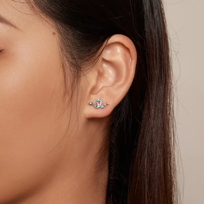 (afbeelding voor) Pandora-stijl Kleurrijke Slange Studs Oorbellen - SCE1633 - Bekijken 6
