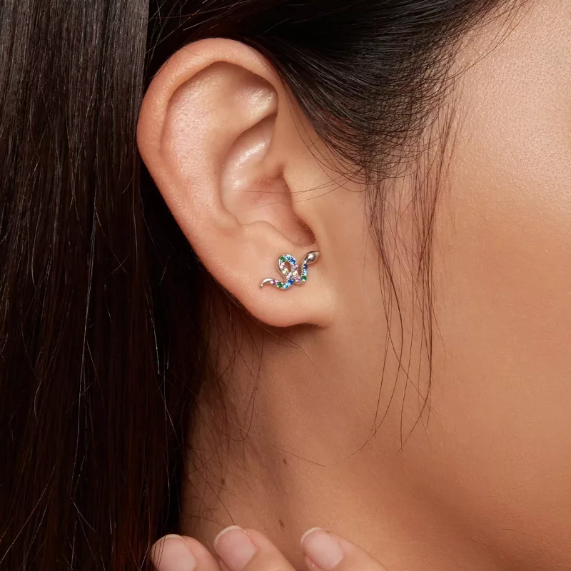 (afbeelding voor) Pandora-stijl Kleurrijke Slange Studs Oorbellen - SCE1633 - Bekijken 7