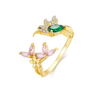 Pandora Stijl Kolibrie's Geschenk - Zilveren Ring S925 - BSR016-B (afbeelding voor) Pandora Stijl Kolibrie's Geschenk - Zilveren Ring S925 - BSR016-B