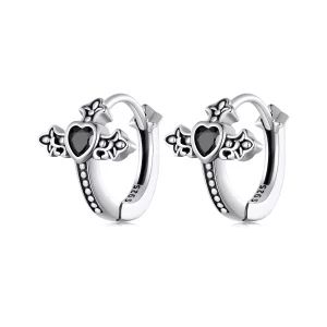 Pandora stijl Kruis Hoepel Oorbellen - SCE1642 (afbeelding voor) Pandora stijl Kruis Hoepel Oorbellen - SCE1642