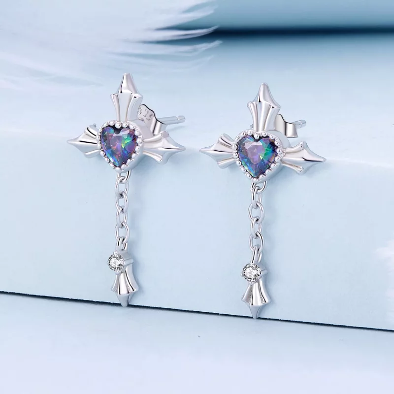 (afbeelding voor) Pandora Stijl Kruis Ketting Oorstekers - BSE912 - Bekijken 2