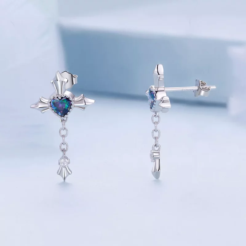 (afbeelding voor) Pandora Stijl Kruis Ketting Oorstekers - BSE912 - Bekijken 3