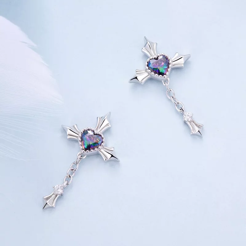 (afbeelding voor) Pandora Stijl Kruis Ketting Oorstekers - BSE912 - Bekijken 4
