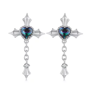 Pandora Stijl Kruis Ketting Oorstekers - BSE912 (afbeelding voor) Pandora Stijl Kruis Ketting Oorstekers - BSE912