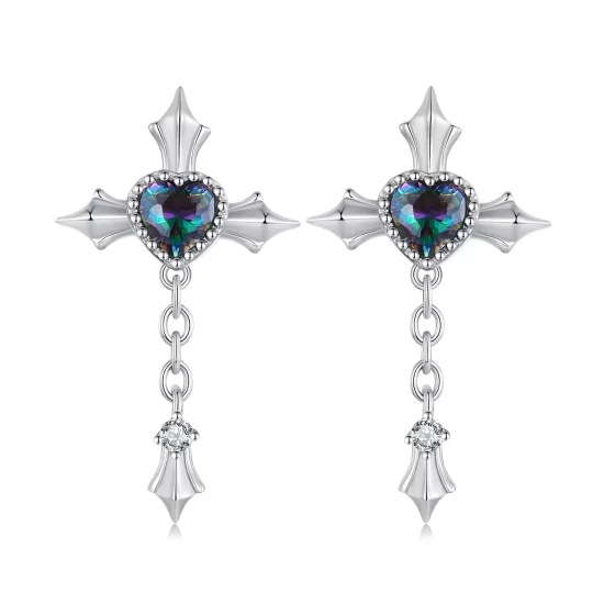 (afbeelding voor) Pandora Stijl Kruis Ketting Oorstekers - BSE912