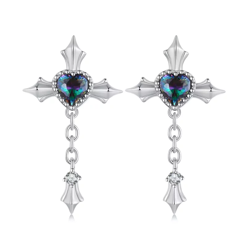 (afbeelding voor) Pandora Stijl Kruis Ketting Oorstekers - BSE912