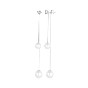 Pandora-stijl kwast kralen hangende oorbellen - BSE890 (afbeelding voor) Pandora-stijl kwast kralen hangende oorbellen - BSE890
