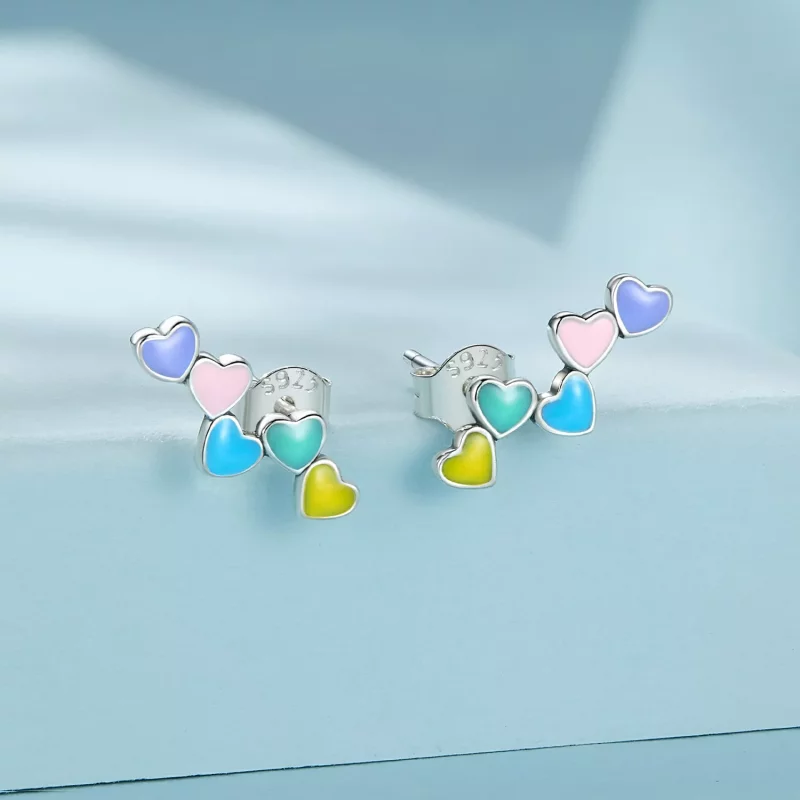 (afbeelding voor) Pandora Stijl Liefde Kleurrijke Studs Oorbellen - SCE1638 - Bekijken 2