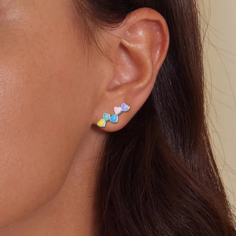 (afbeelding voor) Pandora Stijl Liefde Kleurrijke Studs Oorbellen - SCE1638 - Bekijken 6