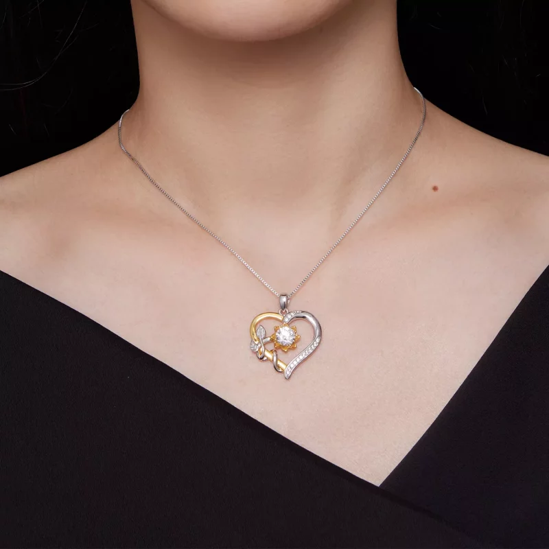 (afbeelding voor) Pandora-stijl Liefde Moissanite Ketting (Eén Certificaat) - MSN012 - Bekijken 6