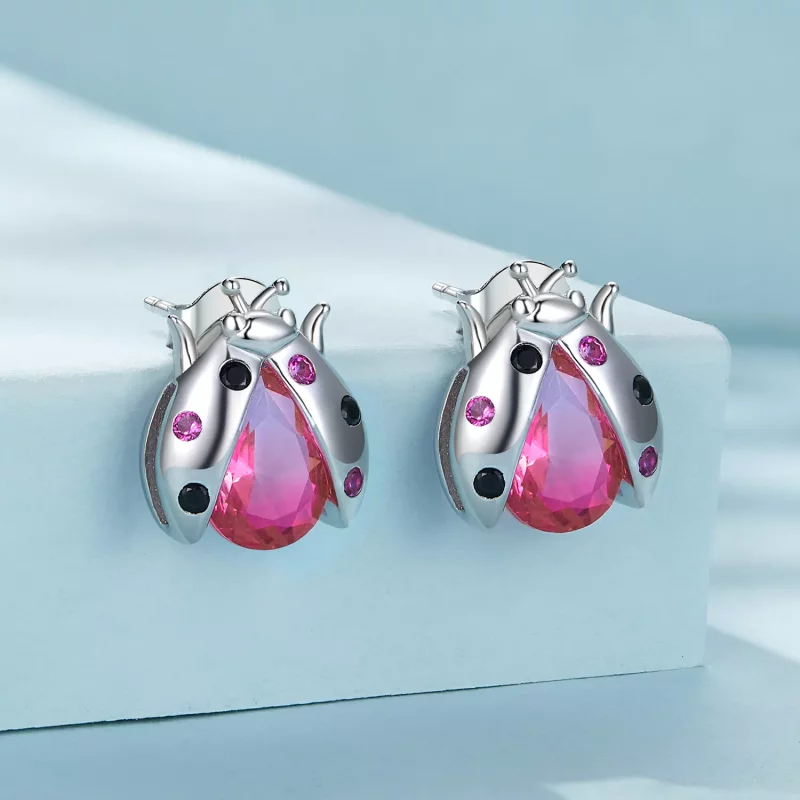 (afbeelding voor) Pandora-stijl Lieveheersbeestje Studs Oorbellen - SCE1634 - Bekijken 2