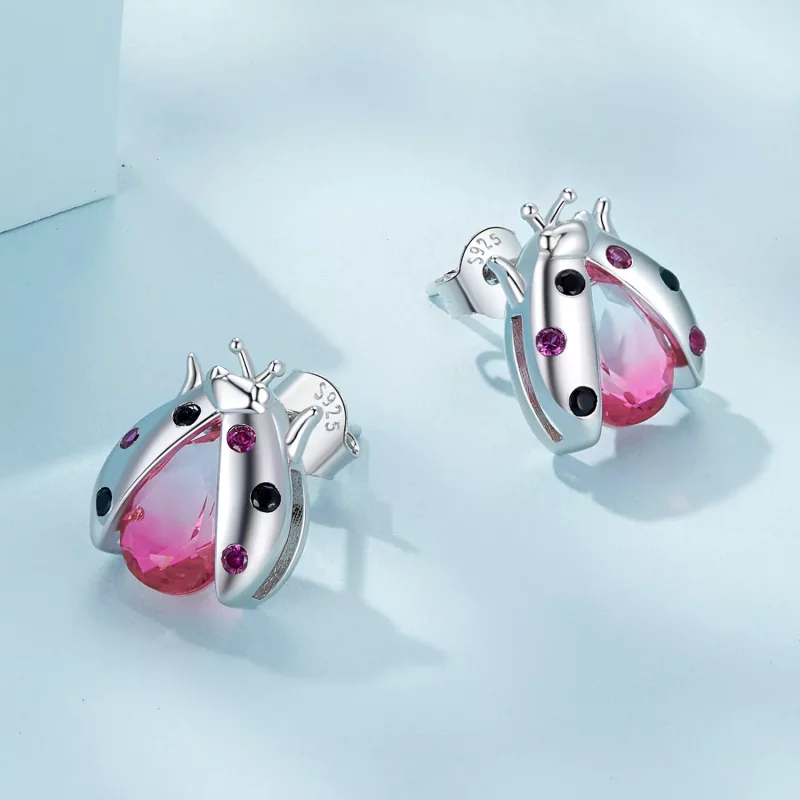 (afbeelding voor) Pandora-stijl Lieveheersbeestje Studs Oorbellen - SCE1634 - Bekijken 3