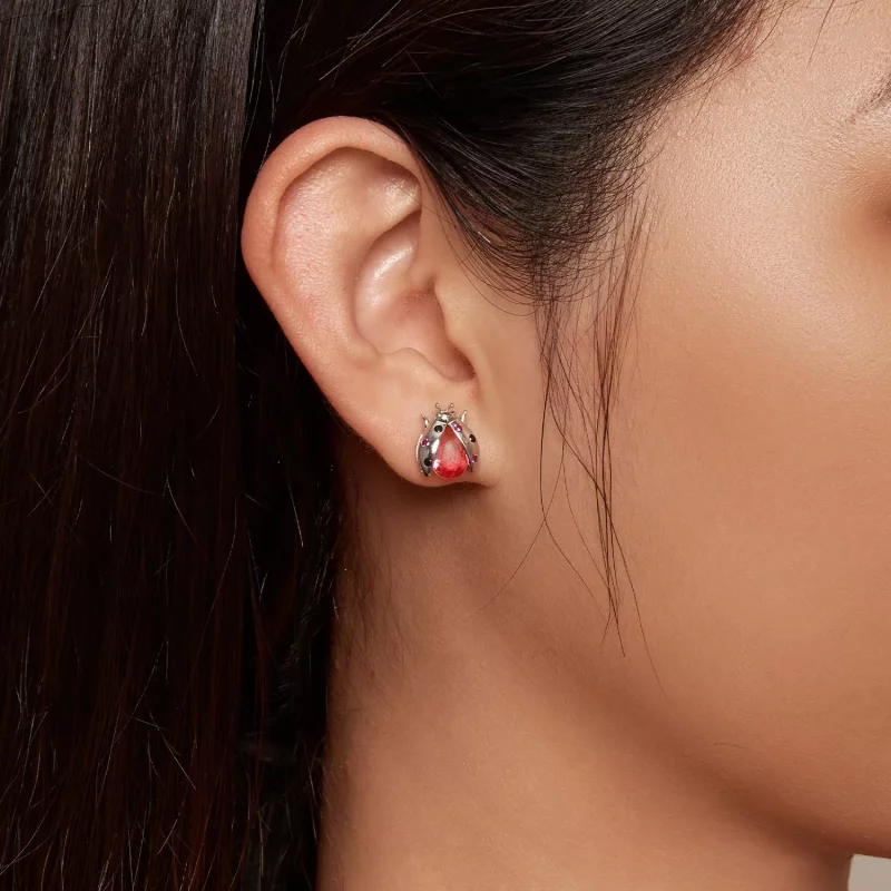 (afbeelding voor) Pandora-stijl Lieveheersbeestje Studs Oorbellen - SCE1634 - Bekijken 5