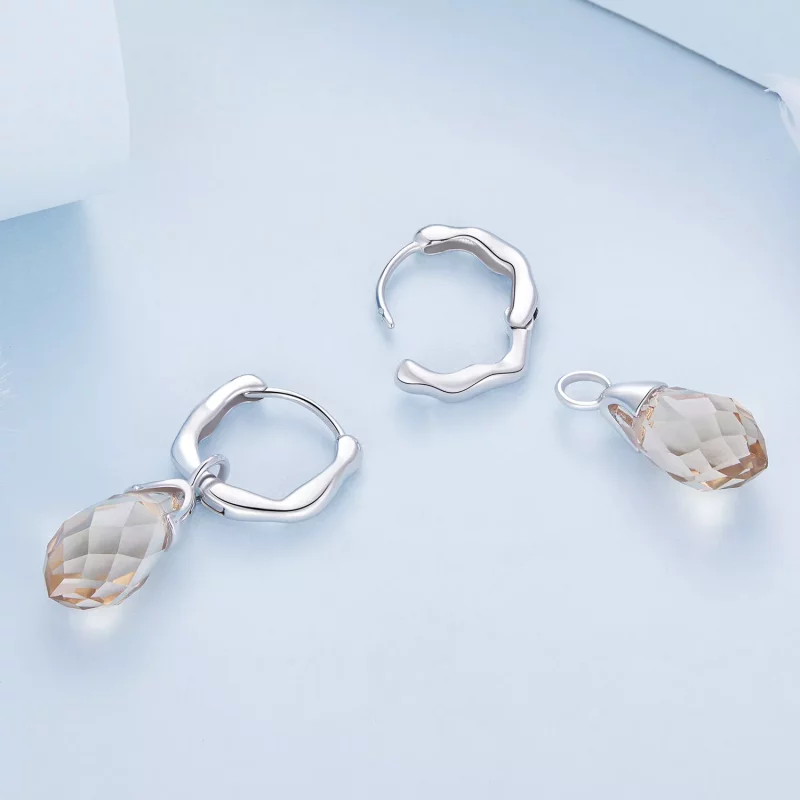 (afbeelding voor) Pandora Stijl Luxe Waterdruppel Hoepeloorbellen - BSE814 - Bekijken 4