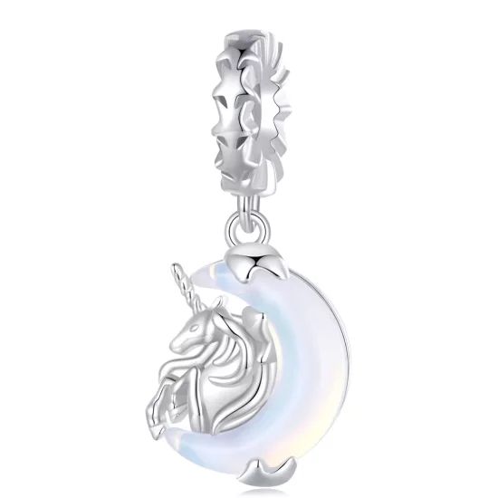 (afbeelding voor) Pandora Stijl Maan Eenhoorn Hanger - BSC926