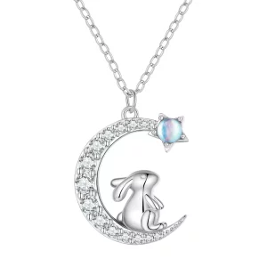 Pandora Stijl Maan Konijn Ketting - BSN302 (afbeelding voor) Pandora Stijl Maan Konijn Ketting - BSN302