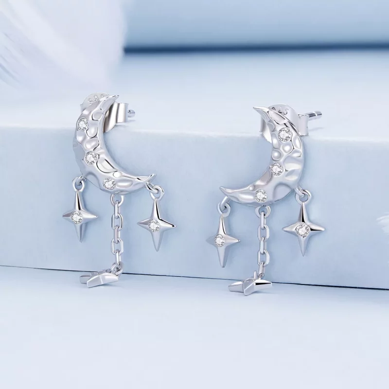 (afbeelding voor) Pandora Stijl Maan Kwastje Studs Oorbellen - BSE858 - Bekijken 2