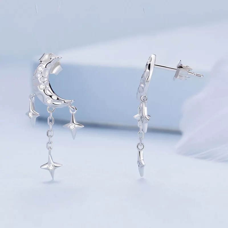 (afbeelding voor) Pandora Stijl Maan Kwastje Studs Oorbellen - BSE858 - Bekijken 3