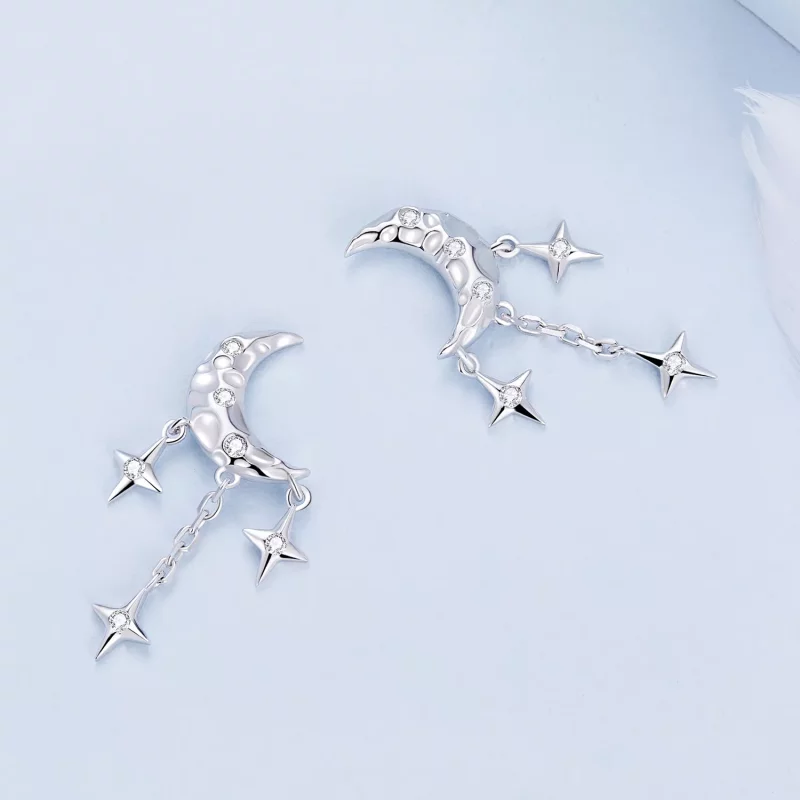 (afbeelding voor) Pandora Stijl Maan Kwastje Studs Oorbellen - BSE858 - Bekijken 4
