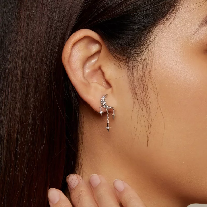 (afbeelding voor) Pandora Stijl Maan Kwastje Studs Oorbellen - BSE858 - Bekijken 6