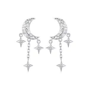 (afbeelding voor) Pandora Stijl Maan Kwastje Studs Oorbellen - BSE858