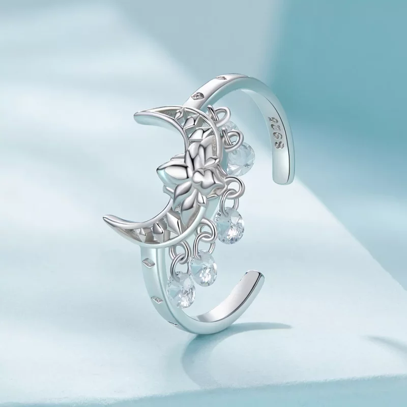 (afbeelding voor) Pandora Stijl Maan Lotus Ring - SCR955 - Bekijken 2
