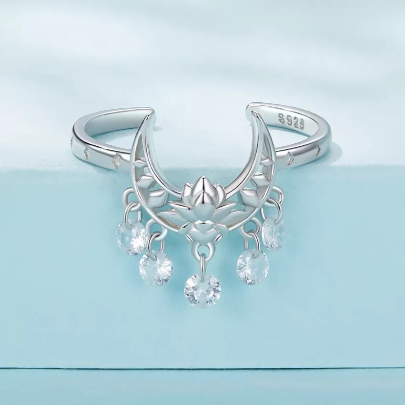 (afbeelding voor) Pandora Stijl Maan Lotus Ring - SCR955 - Bekijken 3