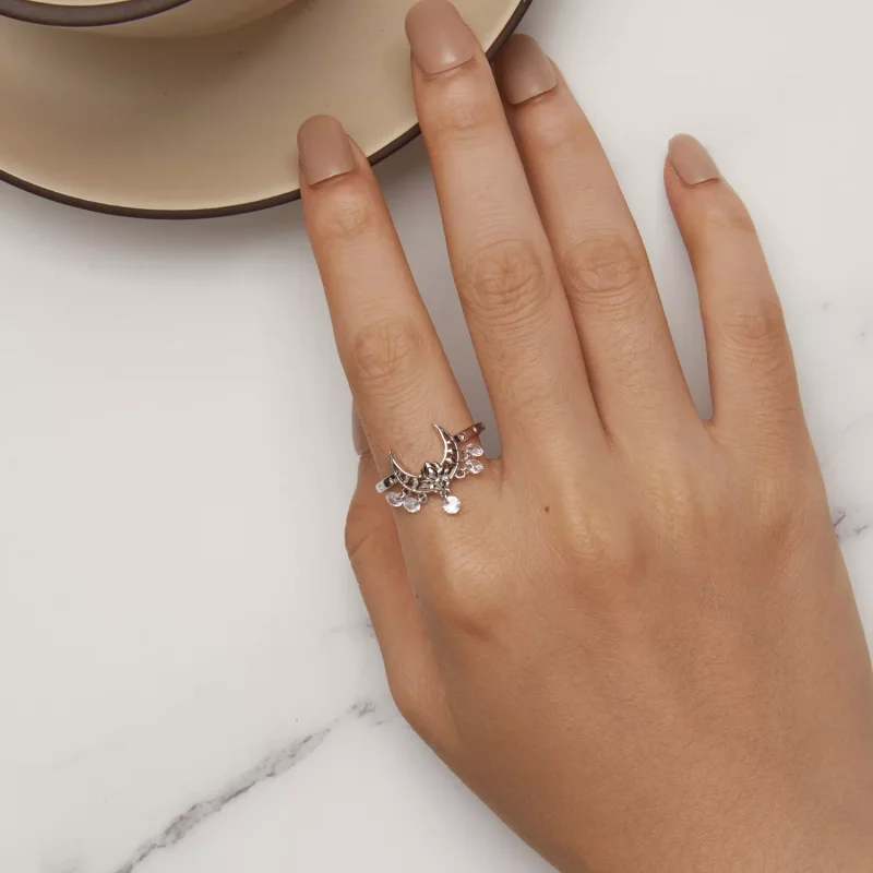 (afbeelding voor) Pandora Stijl Maan Lotus Ring - SCR955 - Bekijken 5