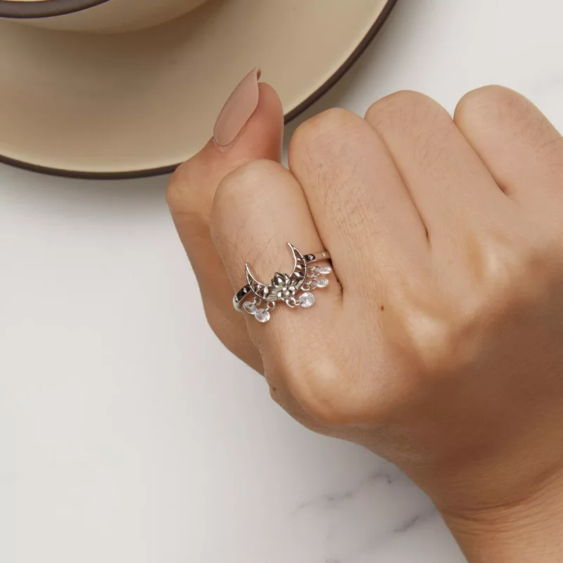 (afbeelding voor) Pandora Stijl Maan Lotus Ring - SCR955 - Bekijken 6