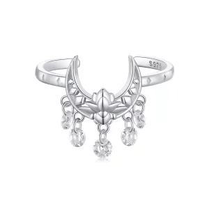 Pandora Stijl Maan Lotus Ring - SCR955 (afbeelding voor) Pandora Stijl Maan Lotus Ring - SCR955