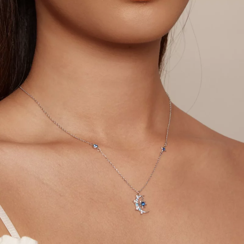 (afbeelding voor) Pandora-stijl Maan Starburst Ketting - BSN347 - Bekijken 5