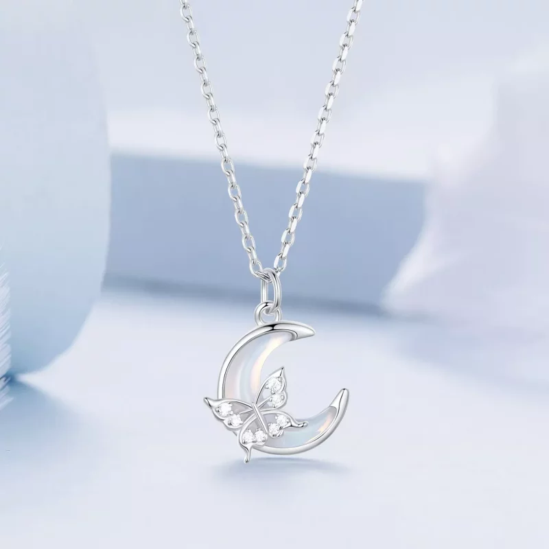 (afbeelding voor) Pandora Stijl Maan Vlinder Ketting - BSN353 - Bekijken 3