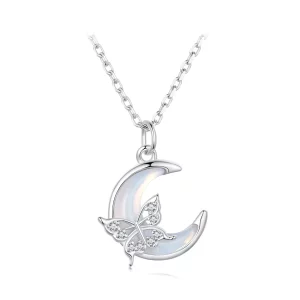 Pandora Stijl Maan Vlinder Ketting - BSN353 (afbeelding voor) Pandora Stijl Maan Vlinder Ketting - BSN353