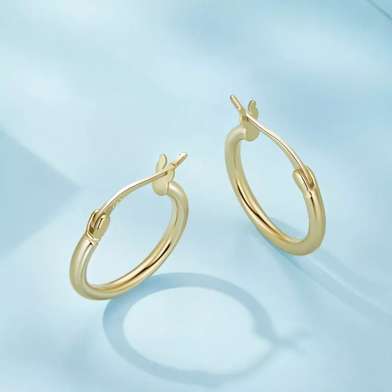 (afbeelding voor) Pandora-stijl Medium Hoop Effen Zilveren Oorringen - SCE1608-MB - Bekijken 3