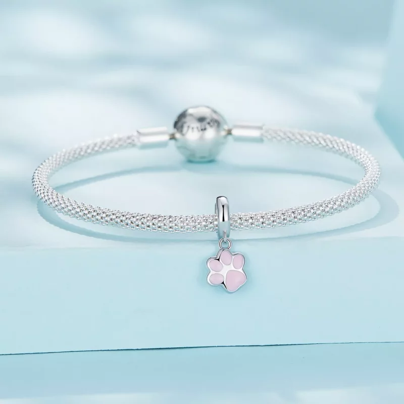 (afbeelding voor) Pandora-stijl Mini Witte Kattenpoot Hanger - SCC2476-A - Bekijken 3